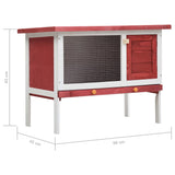 Outdoor Rabbit Hutch 1 Layer Red Wood - Close-Up Angle