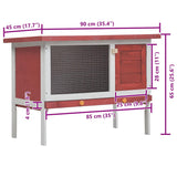 Outdoor Rabbit Hutch 1 Layer Red Wood - Low Angle