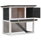 Outdoor Rabbit Hutch 1 Door Grey Wood - Front View