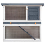 Outdoor Rabbit Hutch 1 Door Grey Wood - Side View