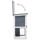 Outdoor Rabbit Hutch 1 Door Grey Wood - 45-Degree Angle
