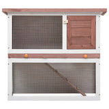 Outdoor Rabbit Hutch 1 Door Brown Wood - Side View