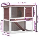 Outdoor Rabbit Hutch 1 Door Brown Wood - Low Angle