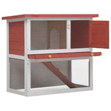 Outdoor Rabbit Hutch 1 Door Red Wood - Front View