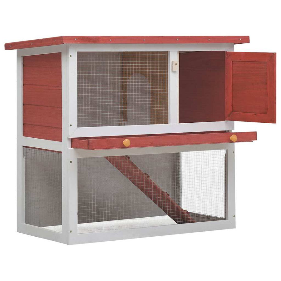 Outdoor Rabbit Hutch 1 Door Red Wood