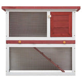 Outdoor Rabbit Hutch 1 Door Red Wood - Side View