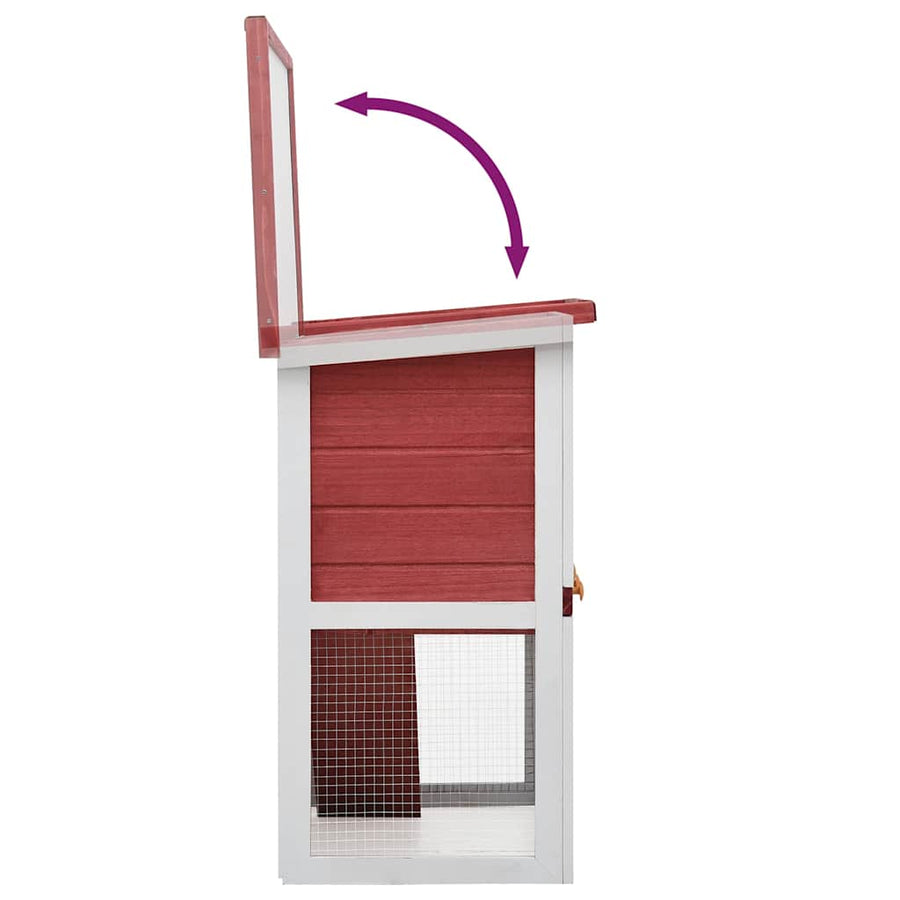 Outdoor Rabbit Hutch 1 Door Red Wood