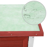 Outdoor Rabbit Hutch 1 Door Red Wood - Close-Up Angle