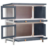 Outdoor Rabbit Hutch 4 Doors Grey Wood - Side View