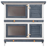 Outdoor Rabbit Hutch 4 Doors Grey Wood - Top-Down View