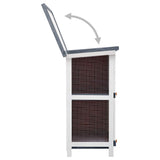 Outdoor Rabbit Hutch 4 Doors Grey Wood - 45-Degree Angle