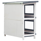 Outdoor Rabbit Hutch 4 Doors Grey Wood - Rear View