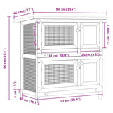 Outdoor Rabbit Hutch 4 Doors Grey Wood - Low Angle