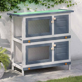 Outdoor Rabbit Hutch 4 Doors Grey Wood