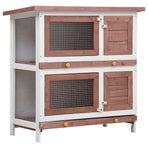 Outdoor Rabbit Hutch 4 Doors Brown Wood