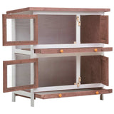 Outdoor Rabbit Hutch 4 Doors Brown Wood - Side View
