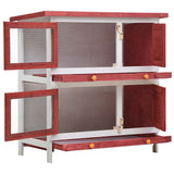 Outdoor Rabbit Hutch 4 Doors Red Wood - Side View