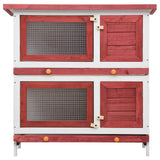 Outdoor Rabbit Hutch 4 Doors Red Wood - Top-Down View