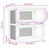 Outdoor Rabbit Hutch 4 Doors Red Wood - Low Angle