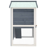 Outdoor Rabbit Hutch 3 Doors Grey Wood - Top-Down View
