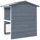 Outdoor Rabbit Hutch 3 Doors Grey Wood - 45-Degree Angle