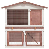Outdoor Rabbit Hutch 3 Doors Brown Wood - Front View