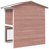 Outdoor Rabbit Hutch 3 Doors Brown Wood - 45-Degree Angle
