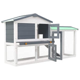 Outdoor Large Rabbit Hutch Grey and White 145x45x84 cm Wood
