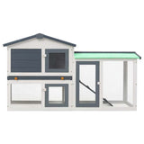 Outdoor Large Rabbit Hutch Grey and White 145x45x84 cm Wood