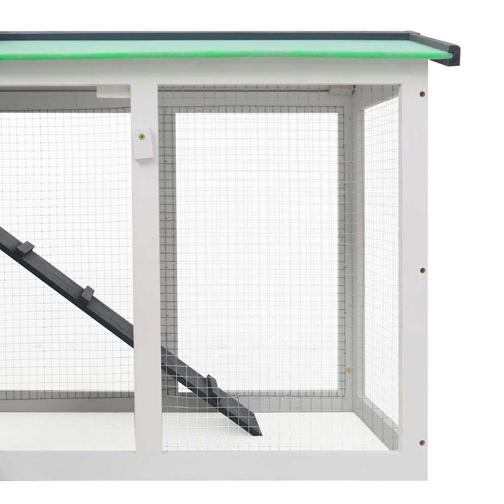 Outdoor Large Rabbit Hutch Grey and White 145x45x84 cm Wood