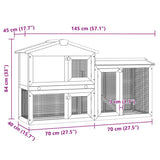 Outdoor Large Rabbit Hutch Grey and White 145x45x84 cm Wood - Close-Up Angle