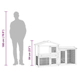 Outdoor Large Rabbit Hutch Grey and White 145x45x84 cm Wood - Low Angle