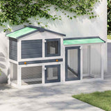 Outdoor Large Rabbit Hutch Grey and White 145x45x84 cm Wood