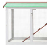 Outdoor Large Rabbit Hutch Brown and White 145x45x84 cm Wood - 45-Degree Angle