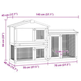 Outdoor Large Rabbit Hutch Brown and White 145x45x84 cm Wood - Close-Up Angle