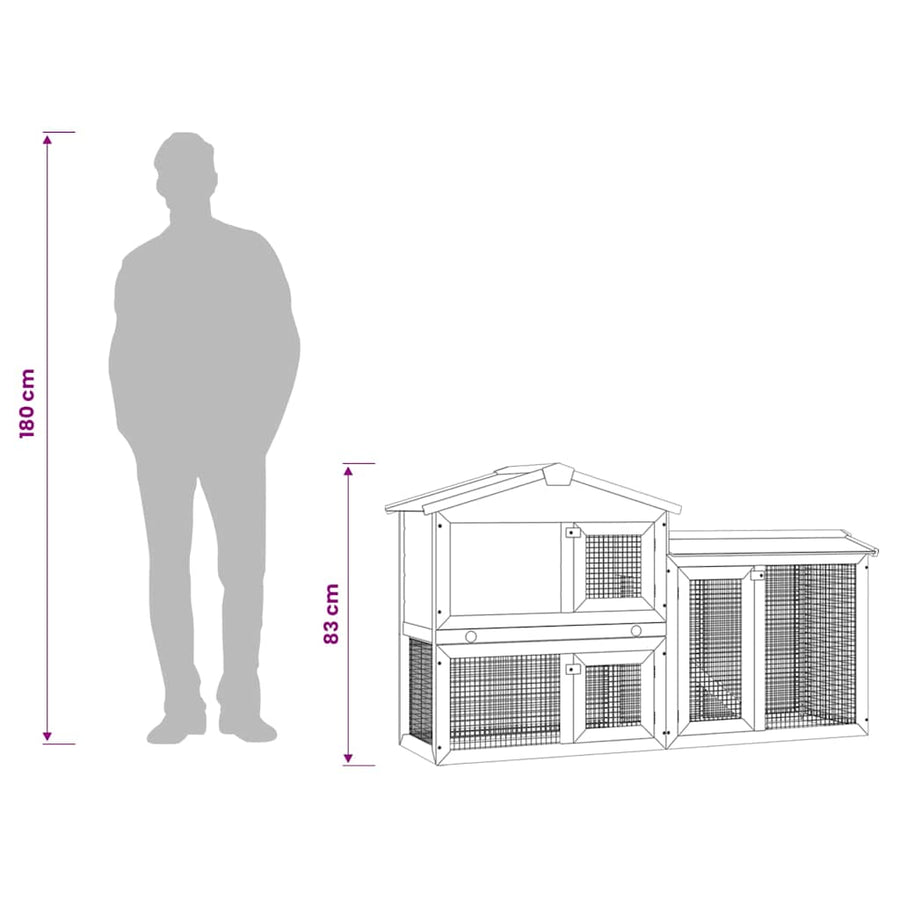 Outdoor Large Rabbit Hutch Brown and White 145x45x84 cm Wood