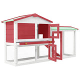 Outdoor Large Rabbit Hutch Red and White 145x45x84 cm Wood - Side View