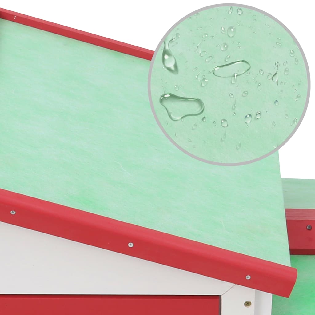 Outdoor Large Rabbit Hutch Red and White 145x45x84 cm Wood