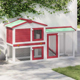 Outdoor Large Rabbit Hutch Red and White 145x45x84 cm Wood