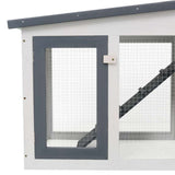Outdoor Large Rabbit Hutch Grey and White 201x45x85 cm Wood