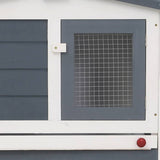 Outdoor Large Rabbit Hutch Grey and White 201x45x85 cm Wood