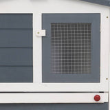 Outdoor Large Rabbit Hutch Grey and White 201x45x85 cm Wood - Rear View