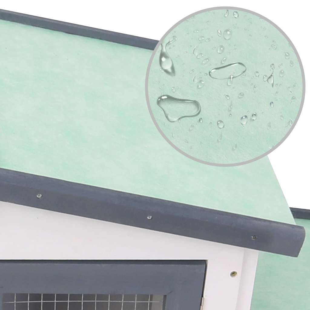 Outdoor Large Rabbit Hutch Grey and White 201x45x85 cm Wood