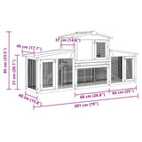Outdoor Large Rabbit Hutch Grey and White 201x45x85 cm Wood