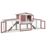 Outdoor Large Rabbit Hutch Brown and White 201x45x85 cm Wood - Side View