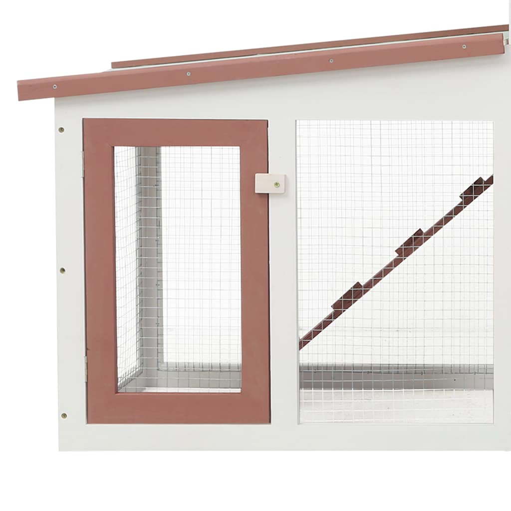 Outdoor Large Rabbit Hutch Brown and White 201x45x85 cm Wood