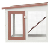 Outdoor Large Rabbit Hutch Brown and White 201x45x85 cm Wood
