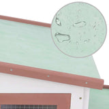 Outdoor Large Rabbit Hutch Brown and White 201x45x85 cm Wood - Close-Up Angle