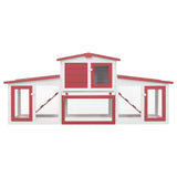 Outdoor Large Rabbit Hutch Red and White 201x45x85 cm Wood - Top-Down View