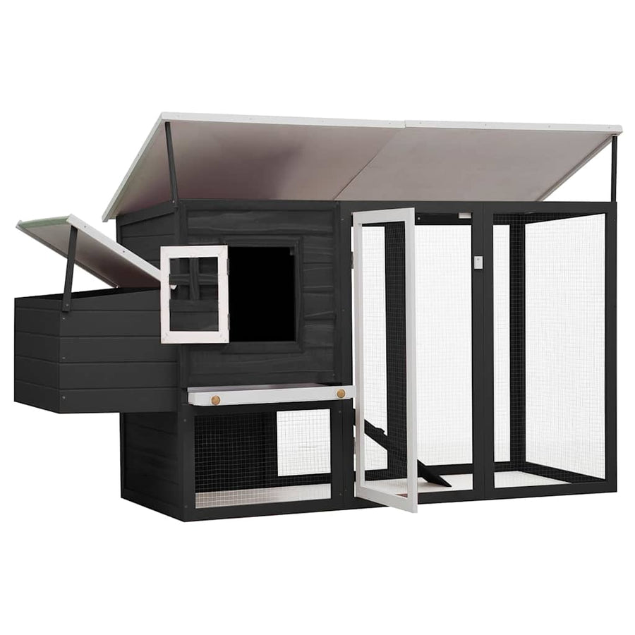 Outdoor Chicken Cage Hen House with 1 Egg Cage Grey Wood